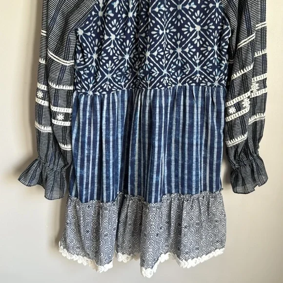 HEMANT AND NANDITA Long Sleeve Short Dress in Indigo Small - Picture 10 of 13